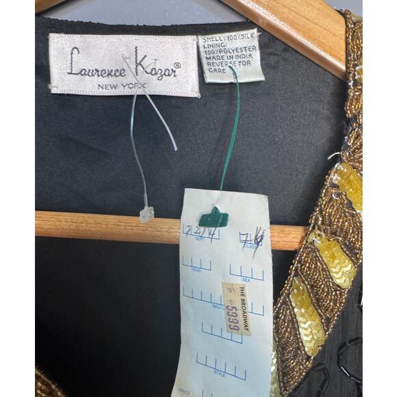 NWT 1980s Black and Gold Beaded Cocktail Jacket- by Lawrence Kazar - Picture 3 of 5